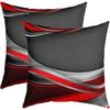 Pack of 2 Geometric Brown Red Green Decorative Throw Pillow Covers, Soft Geometry Square Cushion Case Set for Couch Sofa Bedroom Living Room, Stripe
