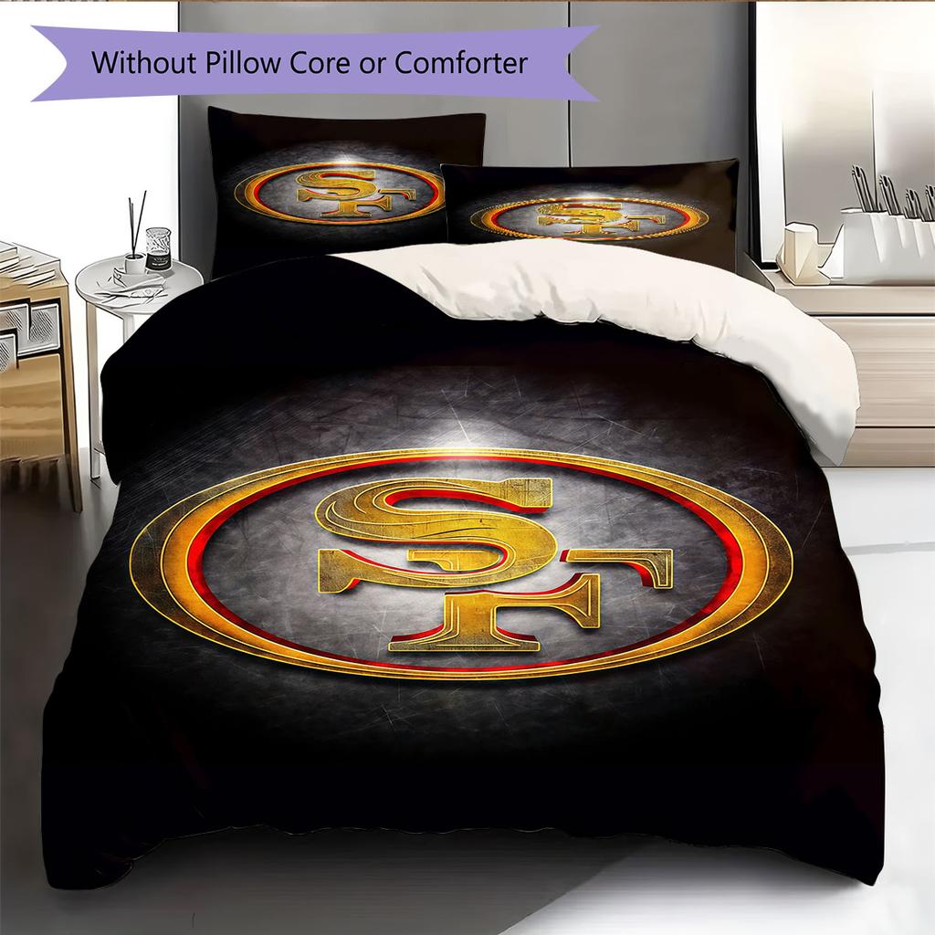 Biancheria da letto con motivo logo 49ers Decorazione per la casa Regalo di compleanno ( 1 copripiumino + 2 federe, senza imbottitura),merchandising per fan.
