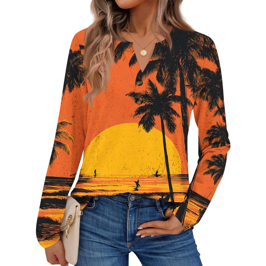 Women's Floral Print Long Sleeve  Shirt Elegant Casual Tops Trendy Shirt Tops