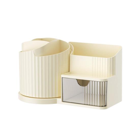 Cosmetic Storage Box 360 Makeup Organizer Holder Transparent Drawer with Brush Degree Rotating Large Vertical Pattern