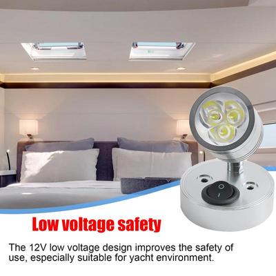 RV Wall Sconce 12V 3W RV Spotlight LED Reading Light Indoor Lighting Light Fixtures Bedside Lamp Wall Sconce For Marine Caravan
