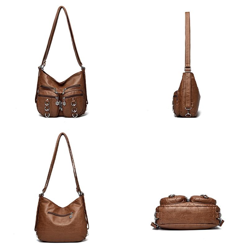 Casual Ladies Hand Bags Designer Luxury Multifunction Handbags Large Capacity Tote Bag Soft Leather Shoulder Bags for Women Sac