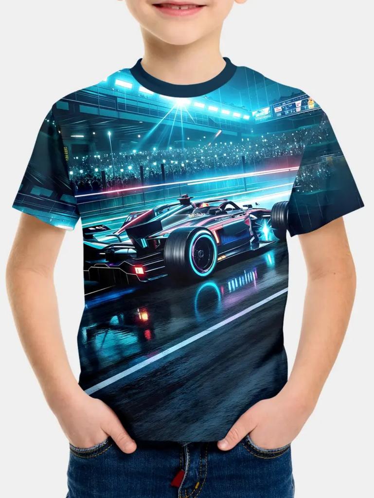 Boy T Shirt Racing Cars Print Boys T Shirts Kids Clothes Fashion Children Top Short Sleeve Child T-Shirt Casual Baby Boy Clothes