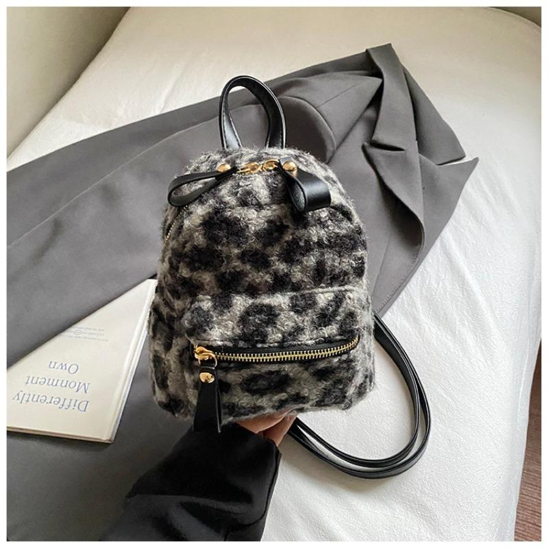 Niche leopard print women's high-value fashionable backpack new autumn backpack mini schoolbag