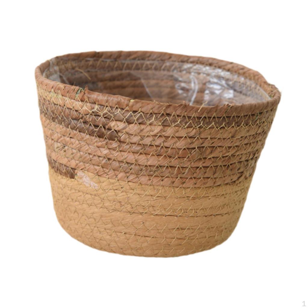 Garden Planter Woven Plant Container Home Decoration Decorative Storage Garbage Jar for Garage