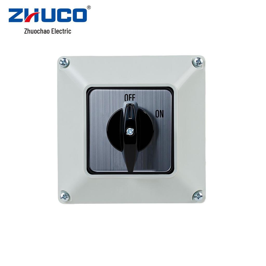 Zhuochao SZW26-32/C02.1BF Universal Rotary Switch with Protective Box - One Section, Two Gears.