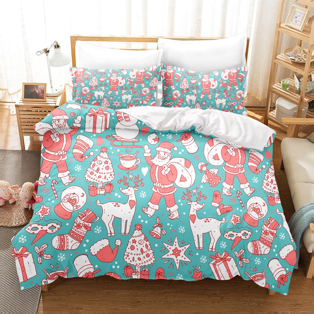 Weihnachtsgeschenke Bettbezug-Set Bettwäsche Bettdecken-Sets King Size 3D Kinderbettwäsche-Set 3-teilig Zuhause