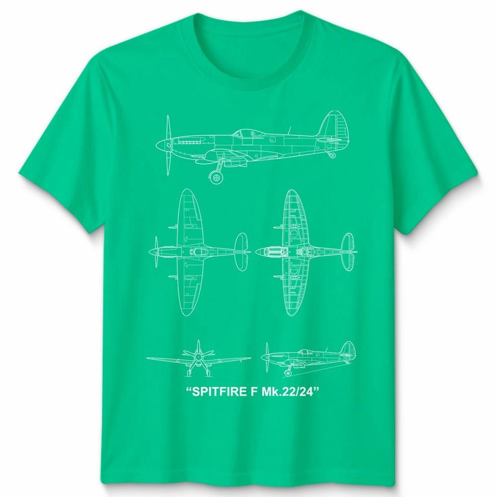 Fighter Aircraft Unisex T Shirt Technical Drawing Blueprint Ww2 Graphic Top S