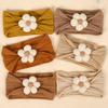 Children's Nylon Headband with Handmade Flowers - Wide, High Elasticity, Soft Jacquard Fabric