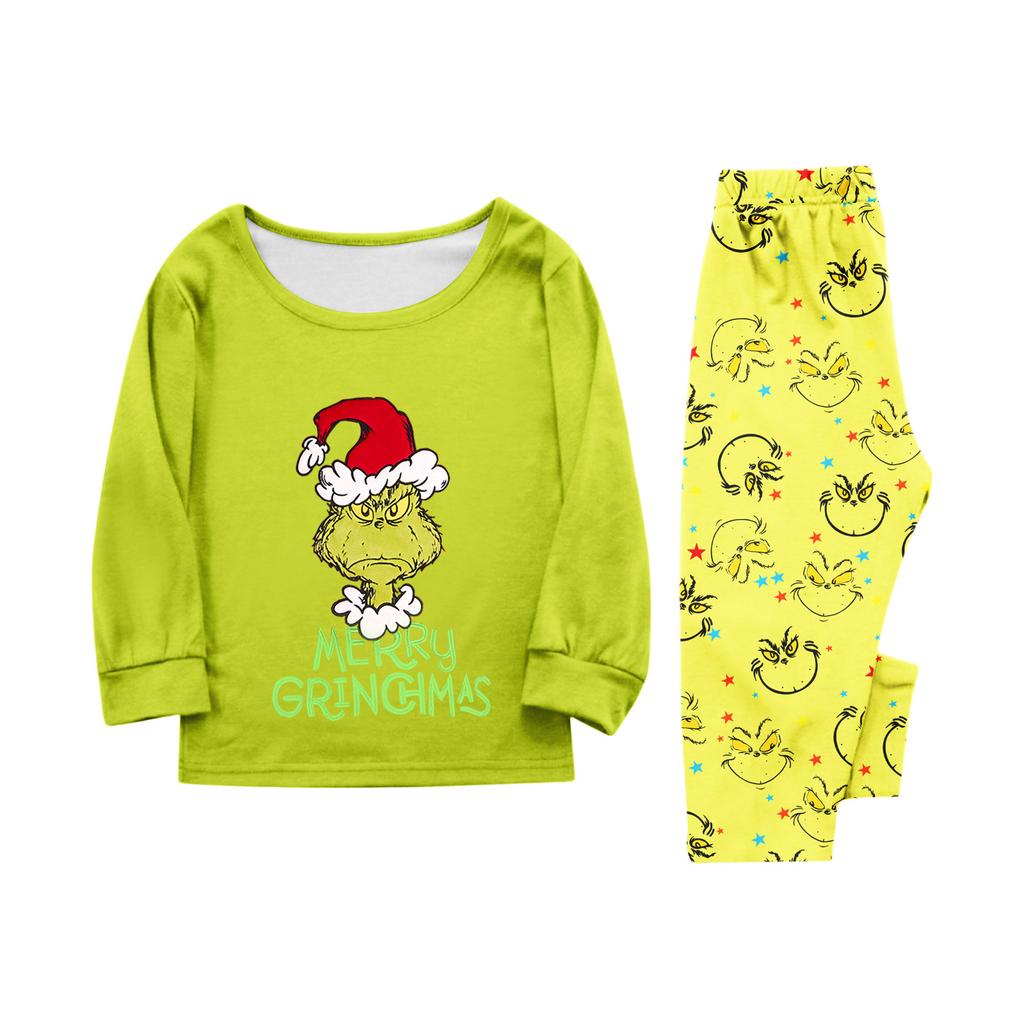 Costum de casă cu imprimeu de Crăciun părinte-copil, bluză cu mâneci lungi și pantaloni