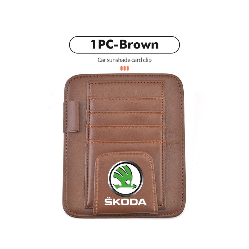 Cqmes7 For Skoda Car Sunvisor Storage Clip Multi-Pocket Card Ticket Clip Organizer Interior Accessories Octavia A5 A4 Mk1 2 Fabia
