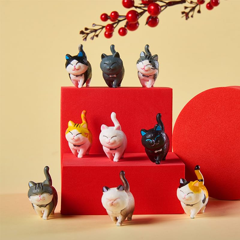 AAGWW Working Cat Figure Kitten Toy Set, Mini Toy Figures, Cat Characters, Birthday Party Accessories, Dark Colors (45 Pieces, 5 Sets Total)