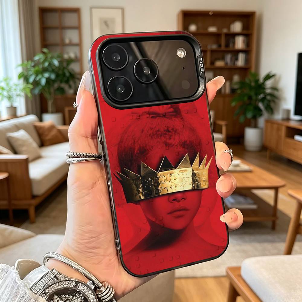 Popular Singer R-Rihanna Anti Phone Case For iPhone 17,16,15,14,13,12,11 Plus,Pro Max,XS,Colorful Silver Black Cover