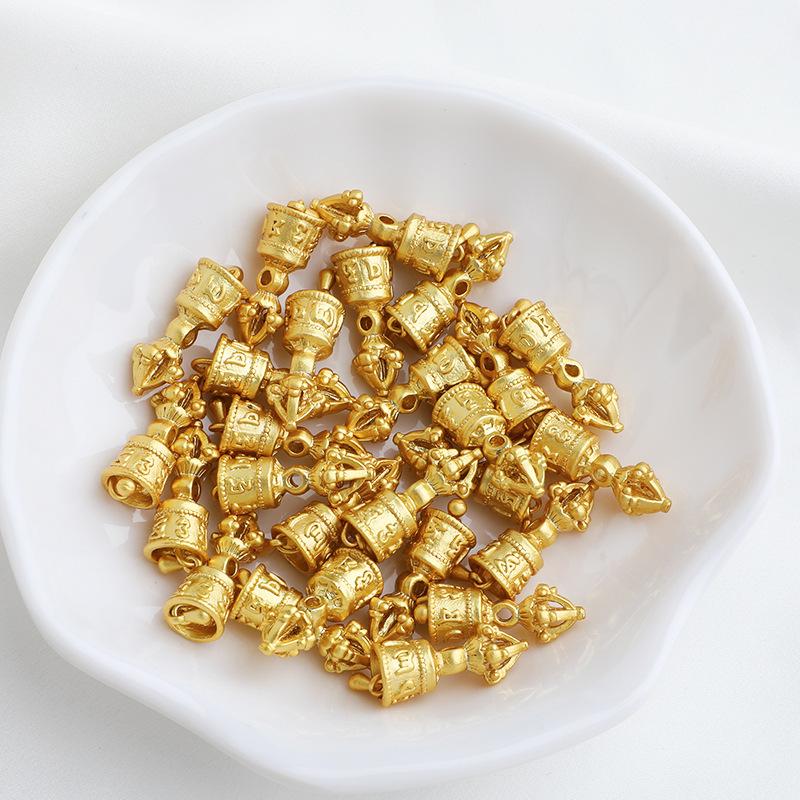 Gold-Plated Vajra Bell Prayer Beads with Double-Headed Phurba for DIY Crafting and Play.