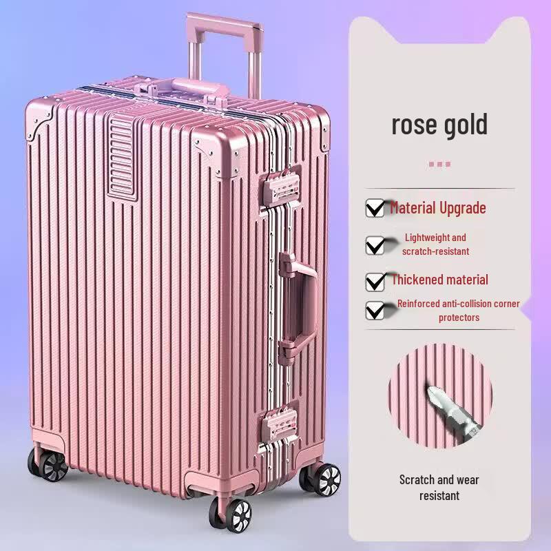HANDUNYOU Platinum Aluminum Frame Luggage 24 inch