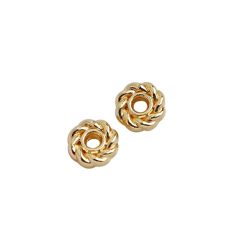 14k Gold-Plated Color-Preserving Twisted Spacer Beads - 5mm Washers for DIY Jewelry Making
