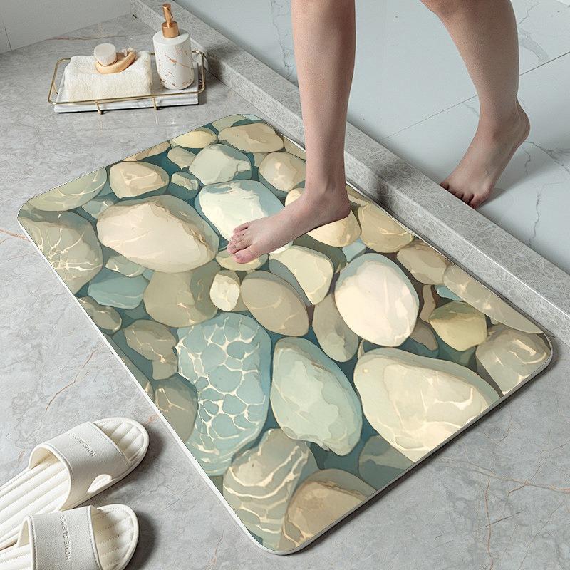 Pebble Pattern Kitchen Rug Waterproof Non-Slip Rugs Set Runner Rug Bedside Rug Absorbent Carpet for Kitchen