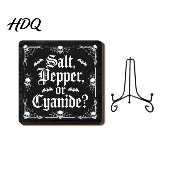 Bathroom Countertop Ornament Halloween Wooden Table Sign, Cute Spooky Ghost Plaque with Autumn Home Decorations Metal Stand for Kitchen Shelf