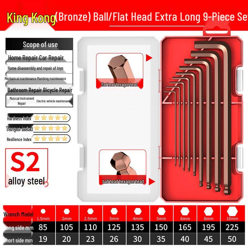Erweitertes Mattes Sechskant-Kugelkopfeinsatz-Torx- und metrisches Schraubenschlüsselset