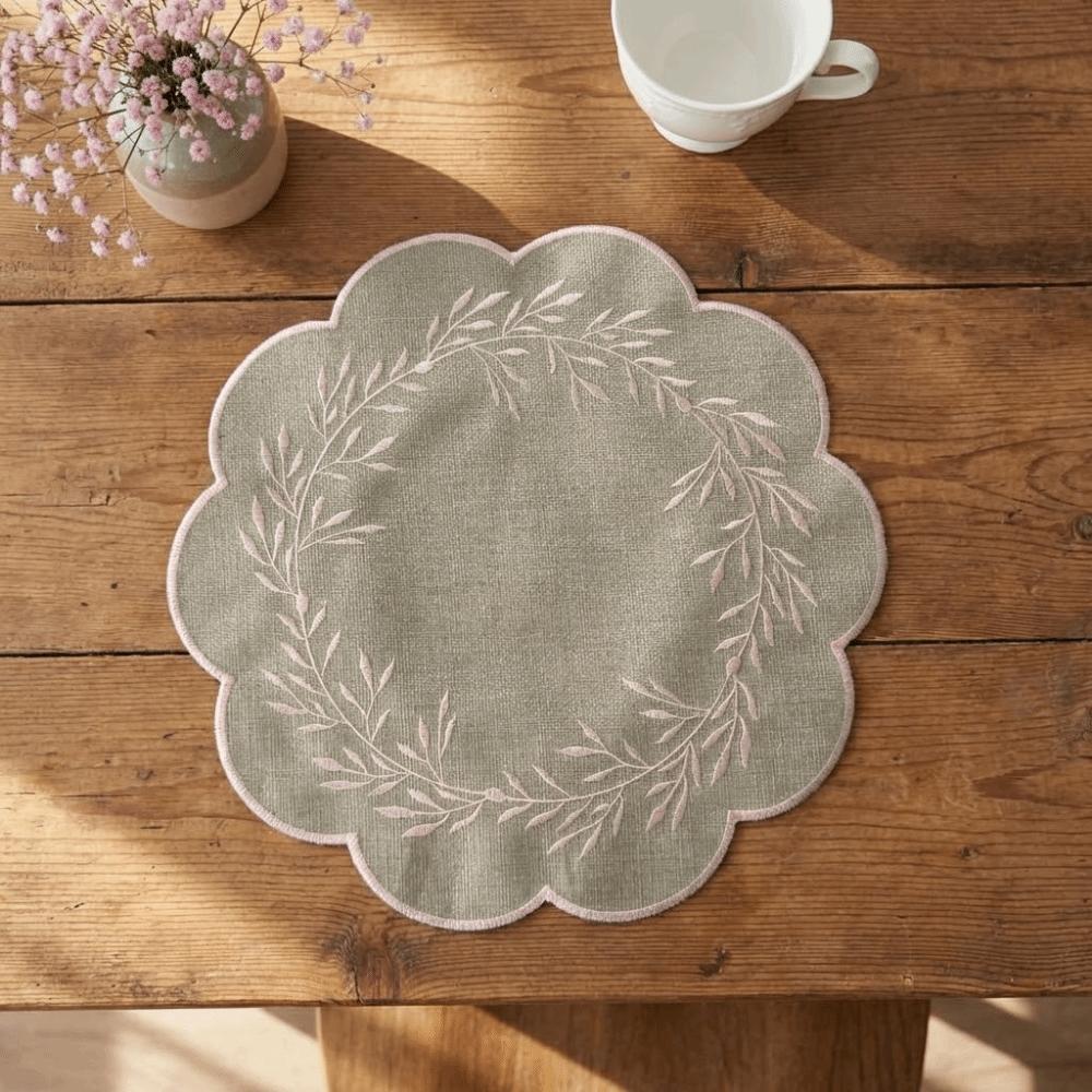 Washable Embroidered Placemats Oil-Proof Tabletop Protector Insulation Table Mat Restaurant