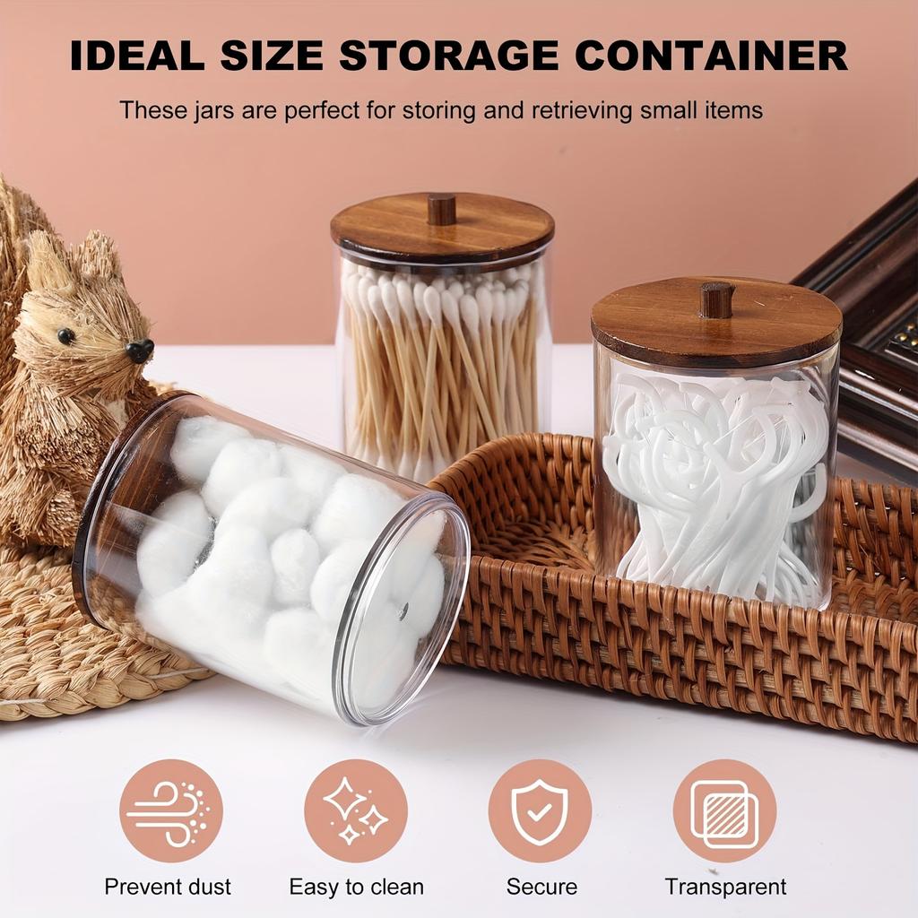 4er Pack Wattestäbchenhalter Spender Klare Plastik Apothekerglas Behälter Aufbewahrungsbox für Waschtisch Make-up Organizer Aufbewahrung Badezimmer