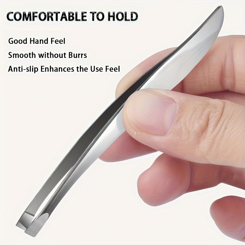 4pcs Precision Stainless Steel Tweezers Set - Eyebrow, Nose & Facial Hair Removal, Fragrance-Free, Glossy Finish