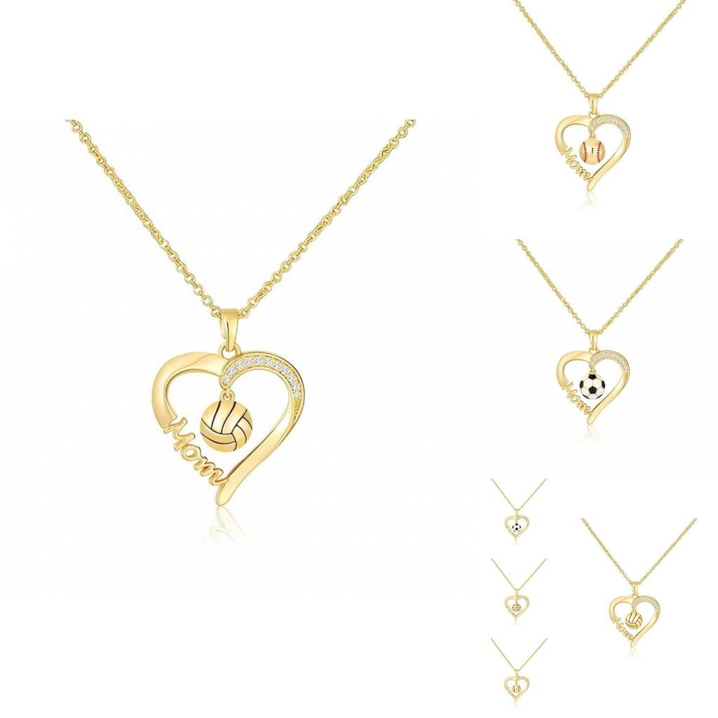 Soccer Necklace Heart Shape Jewelry For Mothers Day Gift Women Fashion