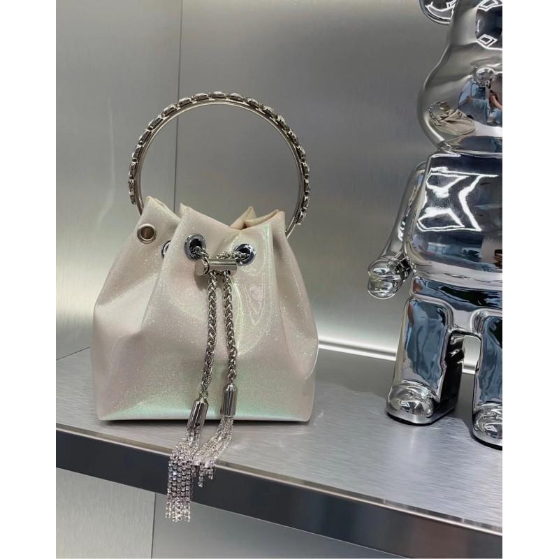 Sparkling Rhinestone Bucket Bag Women PU Leather Small Square Handbag Vintage Style Fashion Accessory