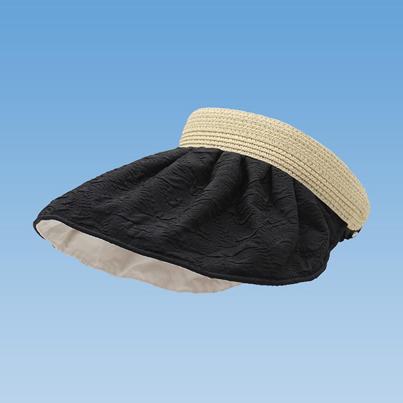Summer Travel Sunshade Sunblock Hat Large Eaves Anti-Uv Temperament All Empty Top Hat Tidal Sun Hat Children'S Straw Hat