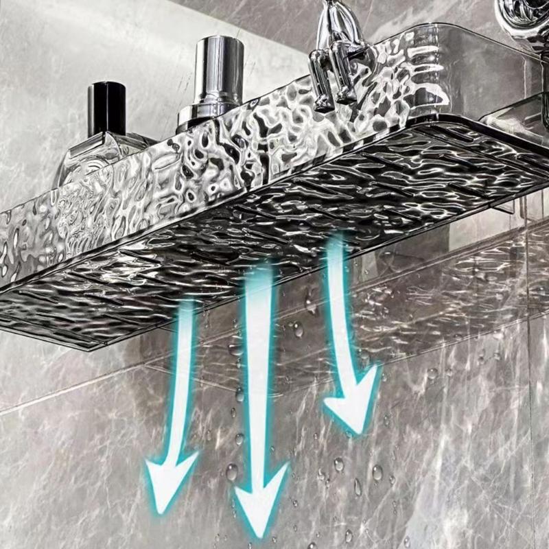 Easy Install Shower Shelf for Bathroom Wall Mounted Suction Cup Faucet Storage Rack Shampoo and Accessories Holder