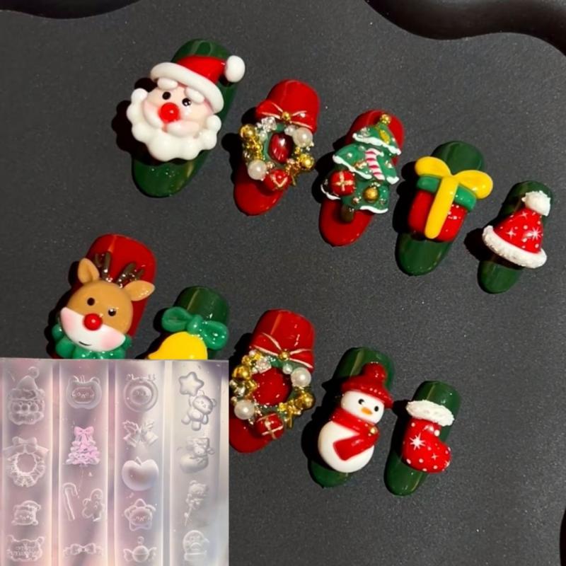 3D Бароковий Ангел Метелик Різдвяна Ялинка Сніговик Форма для Нігтів DIY Прикраси для Нігтів Силіконова Форма для Ліплення Манікюрний Шаблон
