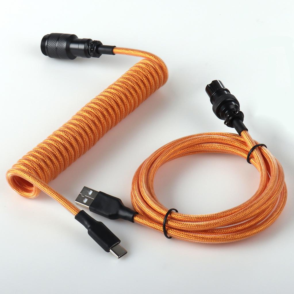 Custom Coiled Type C Gx16 Usb Cable Aviator Cable Usb C Cable Braided for Mechanical Keyboard