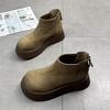 Women's Fashion Platform Snow Boots Winter New Round Head Suede Back Zipper Anti-slip Wear-resistant Short Boots