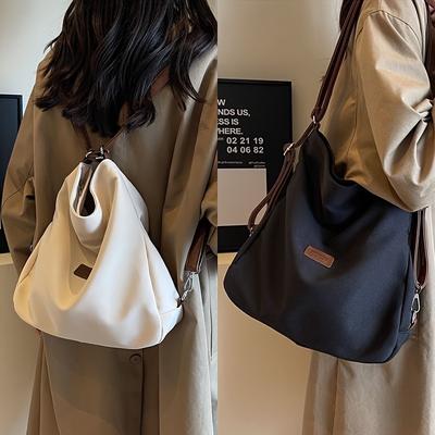 Chic Canvas Tote Bag For Girls Adjustable Strap Casual Style Perfect For Work & School Large-Capacity Commuter Single-Shoulder Cross-Body Backpack