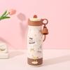 Sweet Cartoon Heart Thermos Cup with Lanyard – Portable Flip-Top Water Bottle for Students & Travel