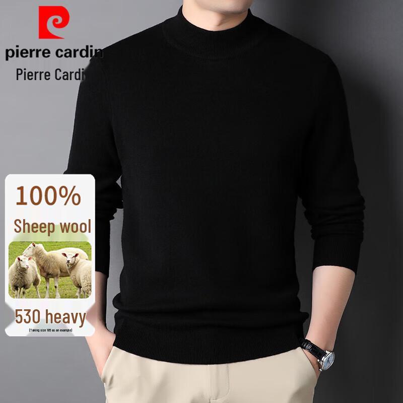 Pierre Cardin Men's Thickened 100% Pure Wool Mock Neck Knit Sweater