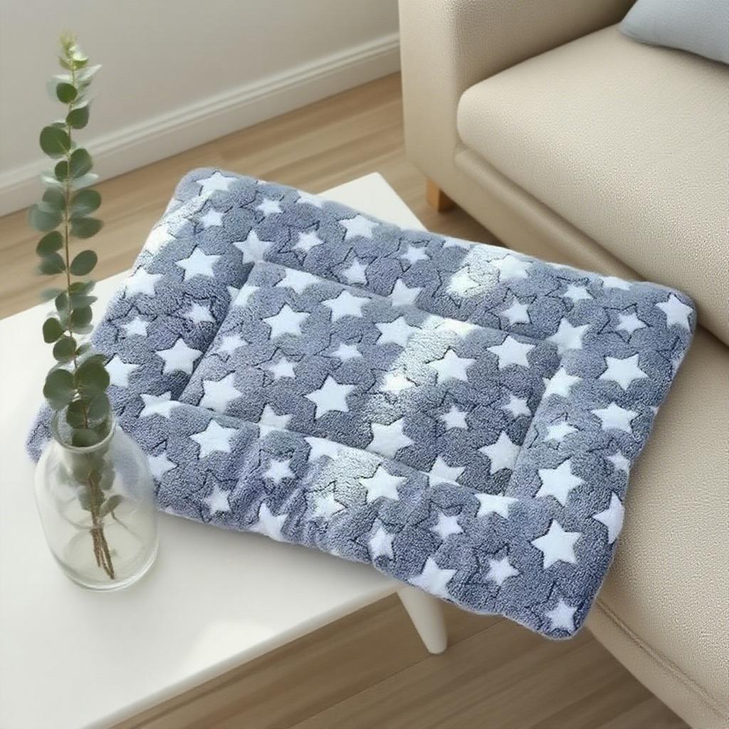 Cute Paw Print Double-Sided Plush Pet Mat for Cats and Small Dogs