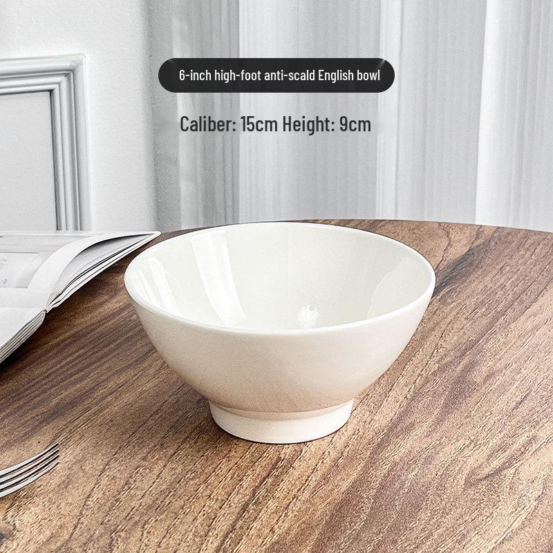 Ins Style White Ceramic High-Temperature Rice & Ramen Bowl