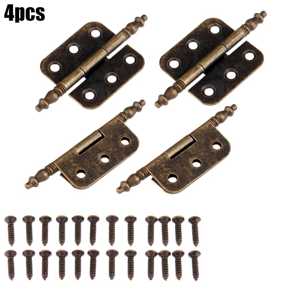 Decorative Antique Bronze Hinges with 6 Holes for Jewelry Boxes and Cabinets Iron Hardware for Various Applications