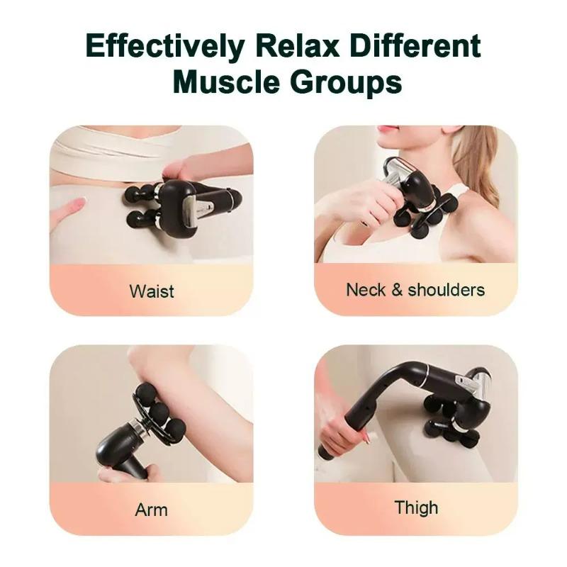 6-Heads Handhel Fascia Gun High Frequency Vibration Body Massage Gun Neck Shoulder Waist Back Handle Massager Fascia Masajeador
