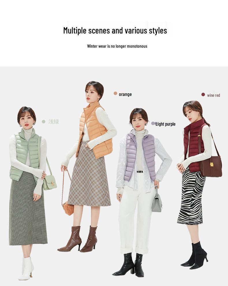 Youjia Dámská lehká vesta s 90% prachovým peřím z bílé kachny - Bez rukávů, hřejivá a stylová pro podzim a zimu