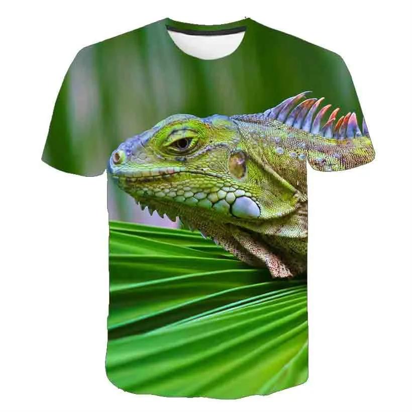 Summer Hot Selling Reptile Lizard Pattern Printed T-shirt Fashion Chameleon Plus Size Hip-Hop Street O-Neck Casual Top