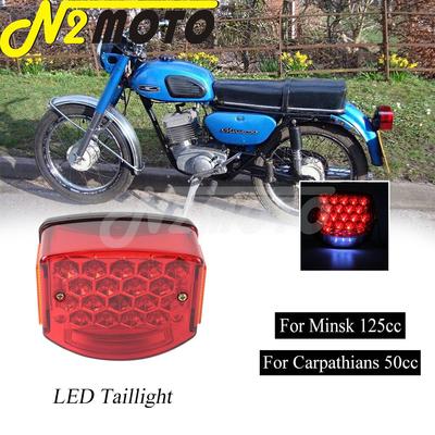 Červené zadné LED svetlá na motocykel Pre Minsk 125cc Karpaty 50cc Zadné svetlo s integrovaným reflektorom a držiakom ŠPZ Brzdové Stop