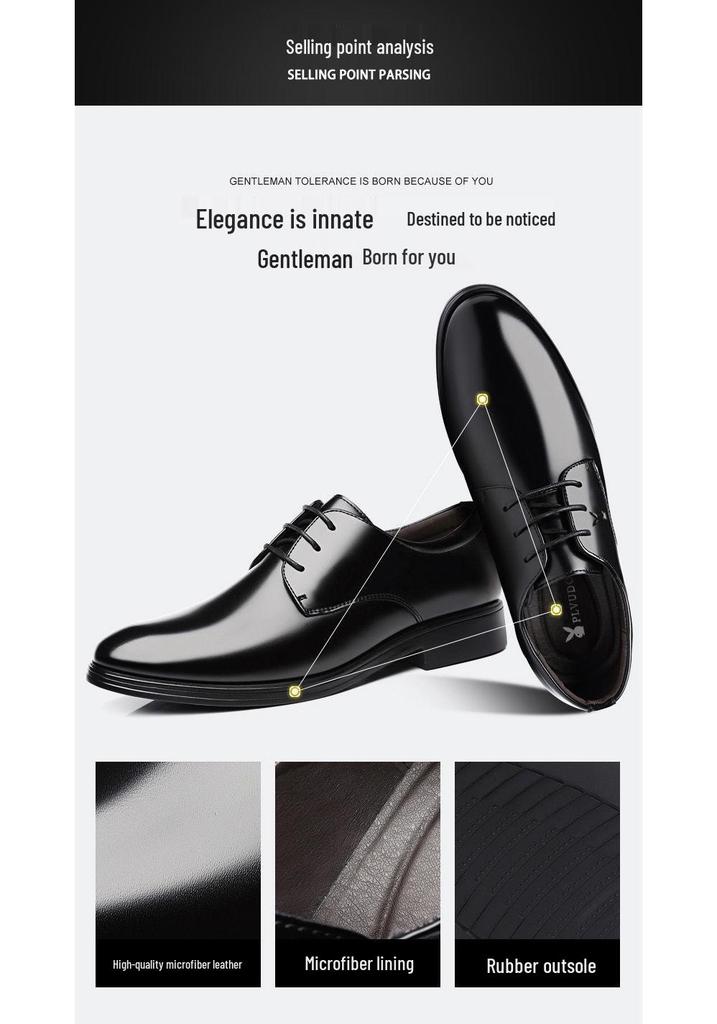 Men's Black Leather Formal and Casual Shoes - Korean Style for Office, Business, and Weddings