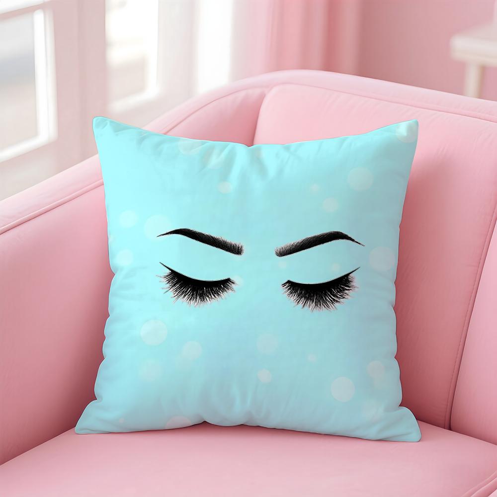 Beauty Makeup Eyelash Art Cushion Cover Pillowcase Short Plush Invisible Zipper Room Sofa Cushion Cover