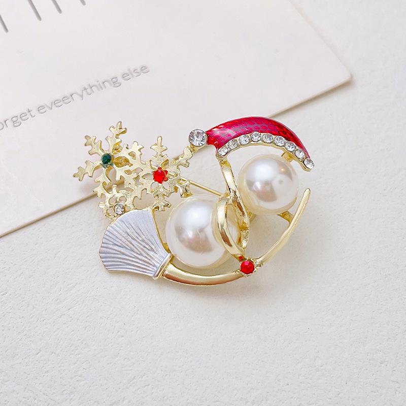 Festliche Schneemann- und Schneeflocken-Brosche – Kreativer Weihnachts-Anstecker für Damen