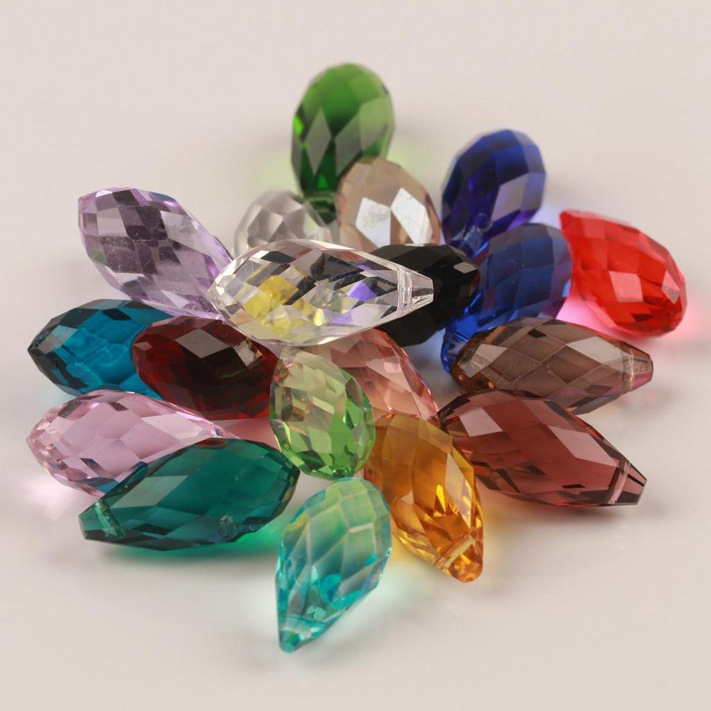 10pcs Teardrop Faceted Crystal Glass Beads Loose 12x25mm Drilled Pendant Drops  Crafts Beads for DIY Jewelry Making  Accessories