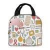 Doctors Nursing Nurse Insulated Lunch Bags Women Nurse Print Food Case Cooler Warm Bento Box for Kids Cute Lunch Box for School