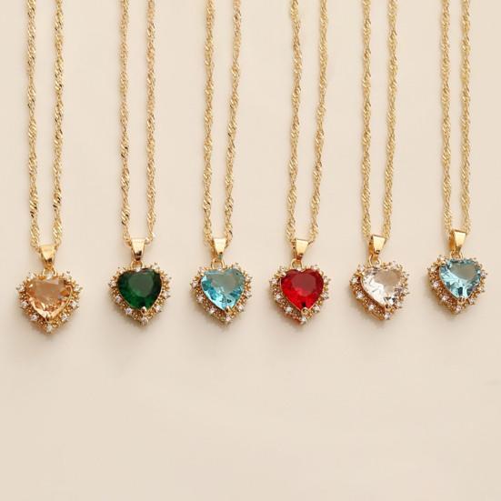 Women Necklace Creative Rhinestone Embedded Women Jewelry Tiny Heart Shape Pendant Clavicle Necklace for