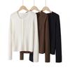 Early Spring New Round Neck Long Sleeve Design Sense Small Pocket Fashion Literary Lazy Wind Wool Knitted Sweater Outside Cardigan